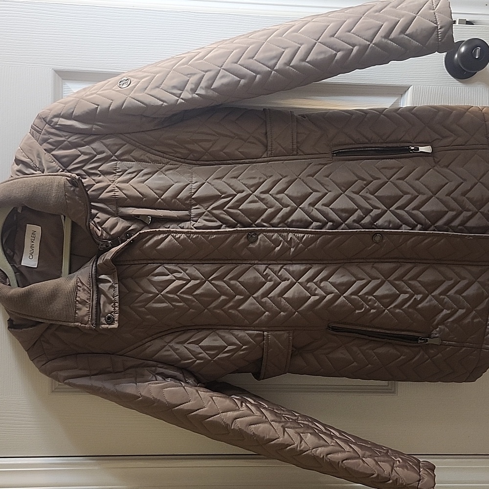 Calvin Klein Taupe Quilted Coat